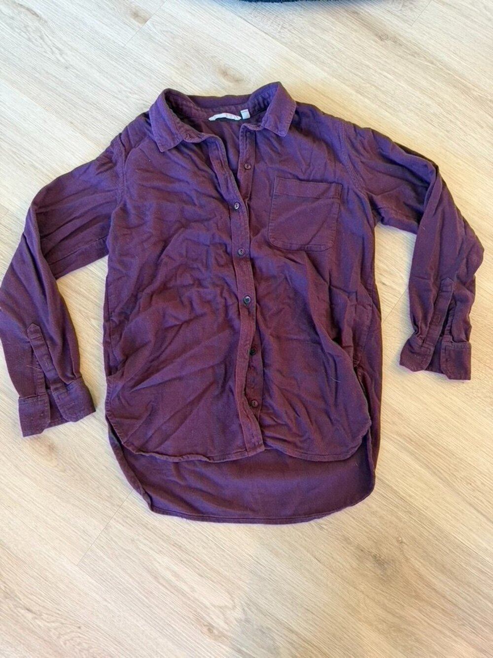 Athleta Heat Tech Flannel Shirt Medium maroon button up